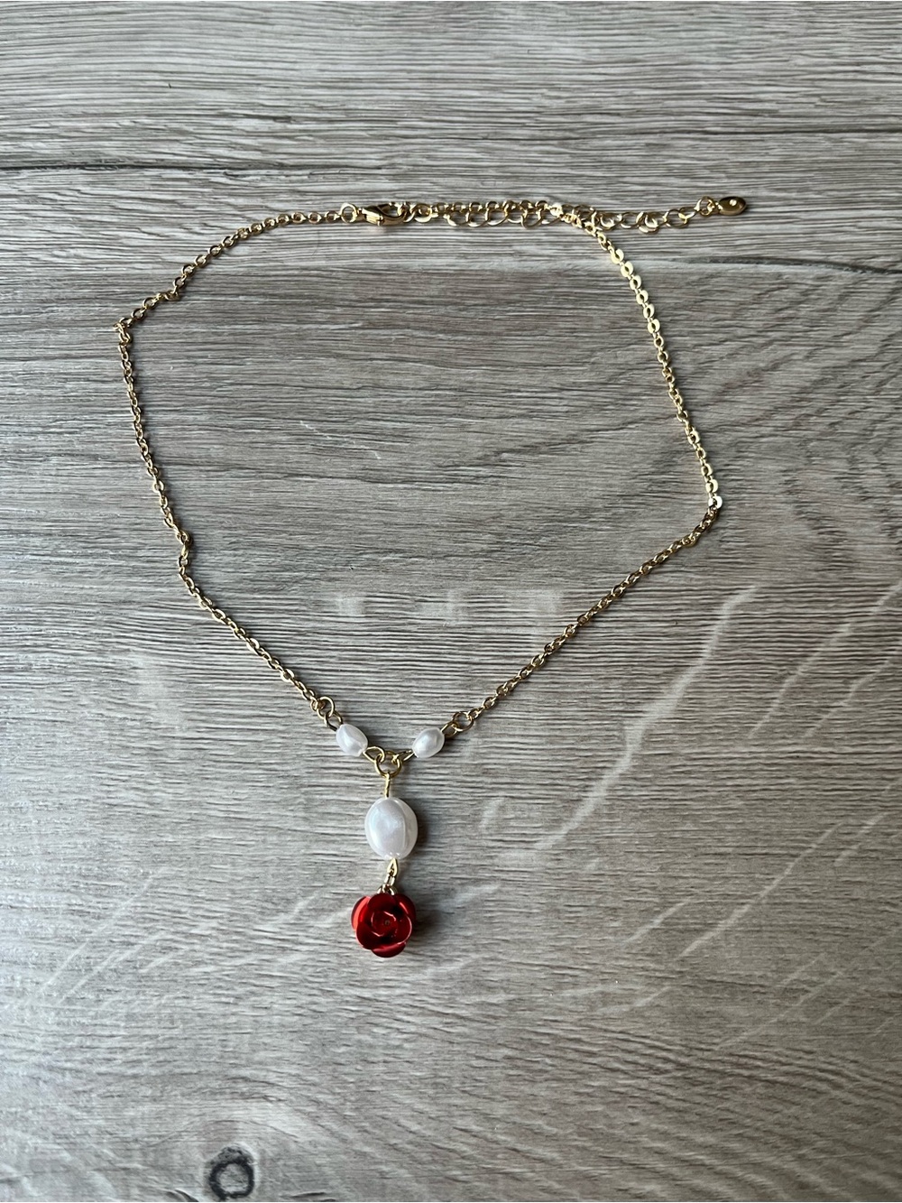 Red Rose Charm Necklace